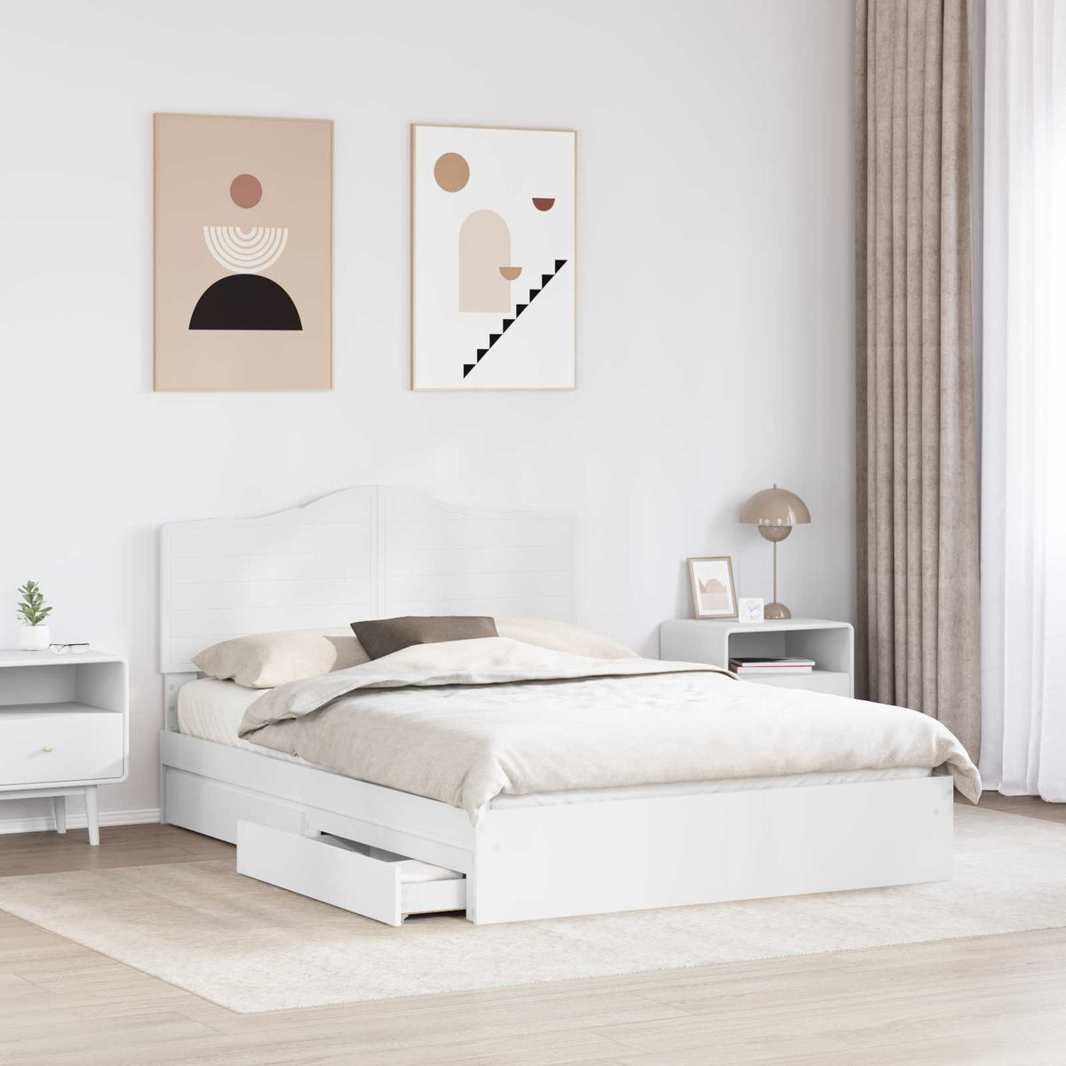 Storage Bed with Drawer White 150 x 200 cm Engineered Wood
