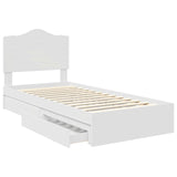 Storage Bed with Headboard White 90 x 190 cm Engineered Wood - 45-Degree Angle