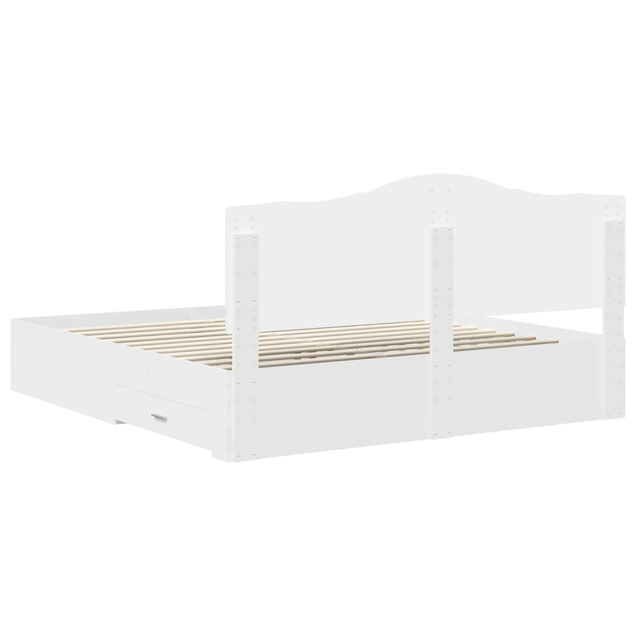 Bed Frame with Drawer White 180 x 200 cm Engineered Wood