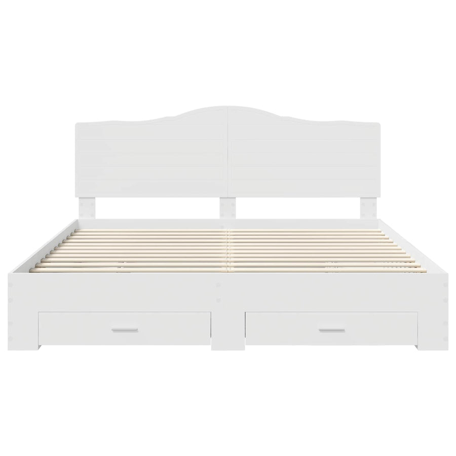 Bed Frame with Drawer White 180 x 200 cm Engineered Wood