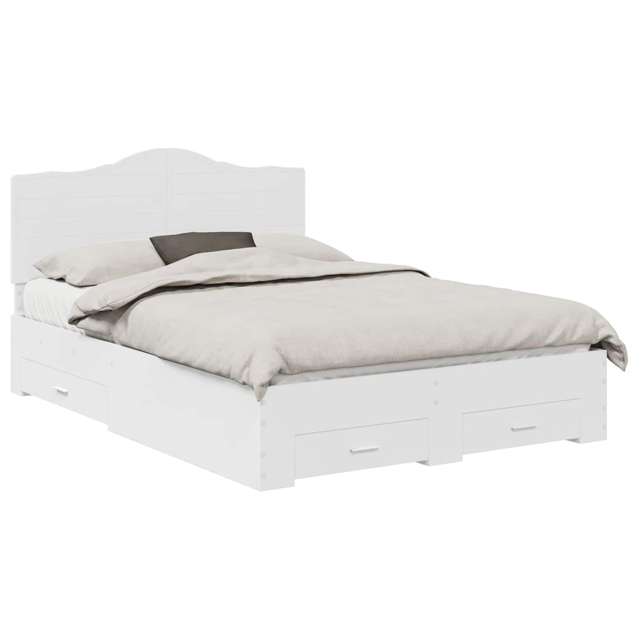 Bed Frame with Drawer White 150 x 200 cm Engineered Wood
