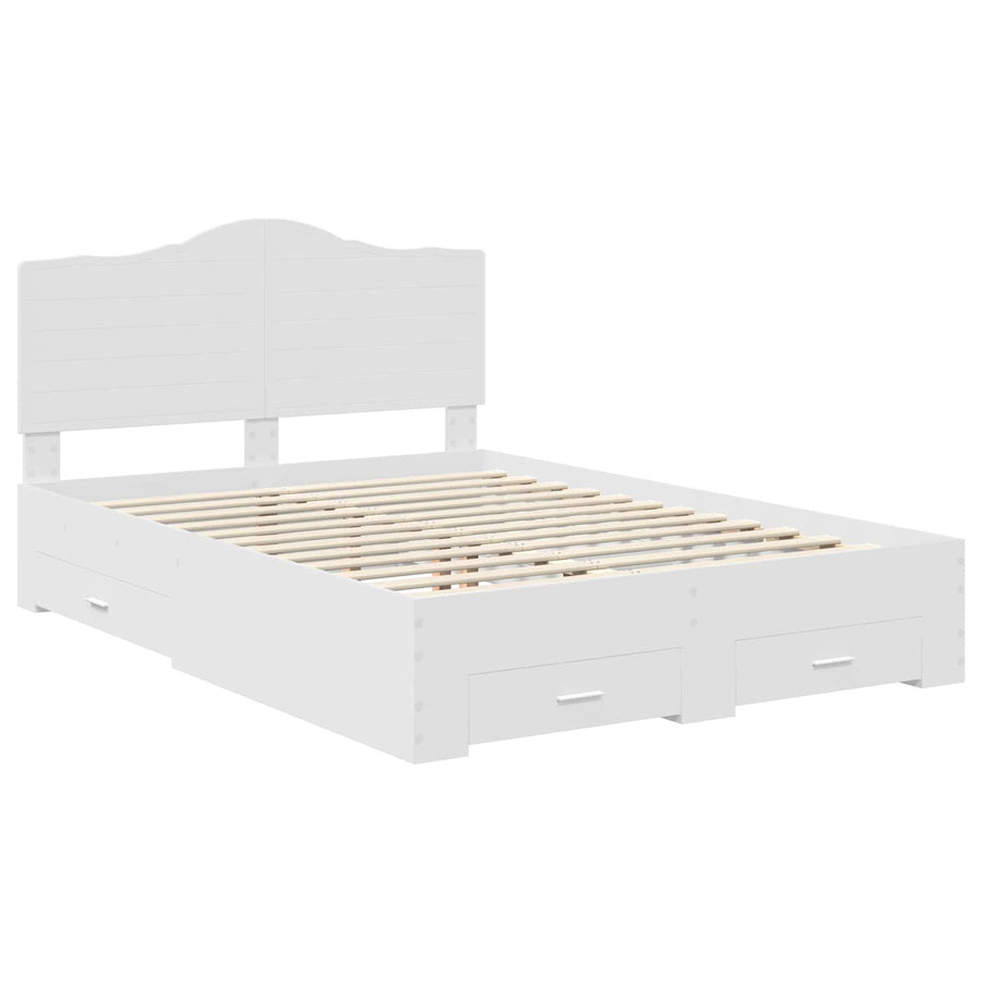 Bed Frame with Drawer White 150 x 200 cm Engineered Wood