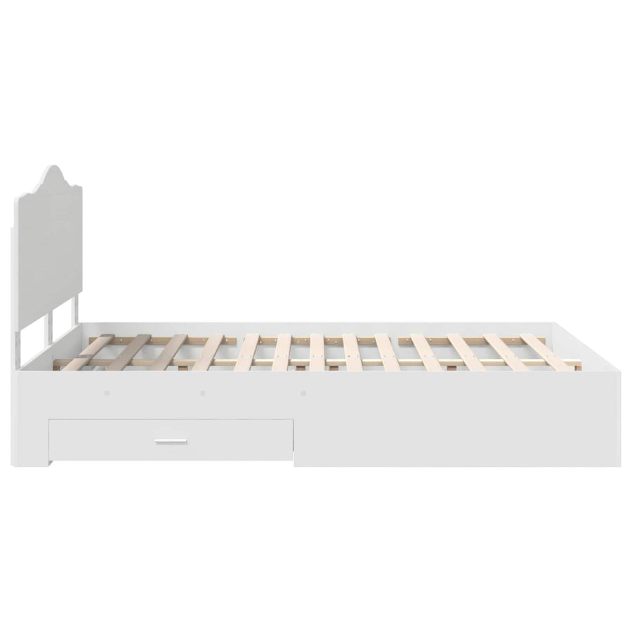 Bed Frame with Drawer White 150 x 200 cm Engineered Wood