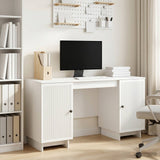 Desk White Engineered Wood 142.5 x 50 x 75 cm
