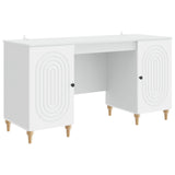 Desk with Shelf White 142.5 x 50 x 75 cm Engineered Wood - Front View