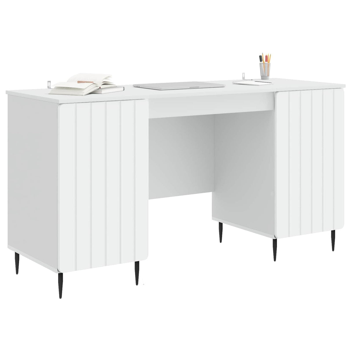 Desk with Shelf White 142.5 x 50 x 75 cm Engineered Wood