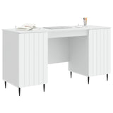 Desk with Shelf White 142.5 x 50 x 75 cm Engineered Wood - Side View
