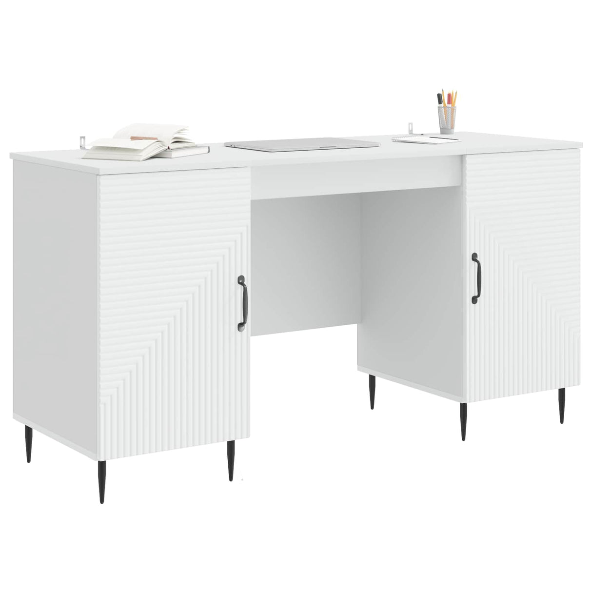 Desk with Shelf White 142.5 x 50 x 75 cm Engineered Wood