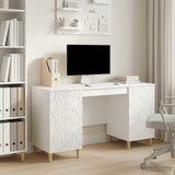 Desk White Engineered Wood 142.5 x 50 x 75 cm