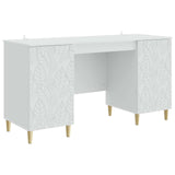 Desk White Engineered Wood 142.5 x 50 x 75 cm - Front View