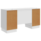Desk with Shelf White 142.5 x 50 x 75 cm Engineered Wood - Close-Up Angle