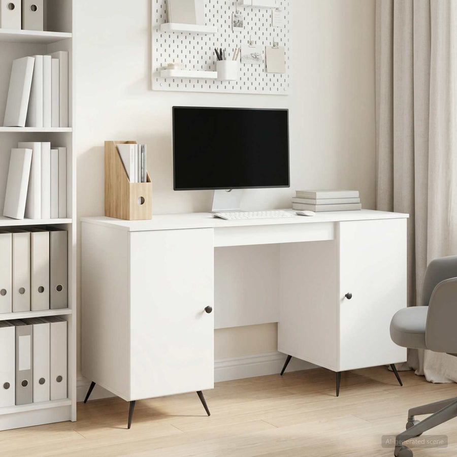 Desk White 142.5 x 50 x 75 cm Engineered Wood