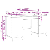 Desk with Shelf White 142.5 x 50 x 75 cm Engineered Wood - Extra Image