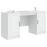 Desk with Shelf White 142.5 x 50 x 75 cm Engineered Wood - Side View