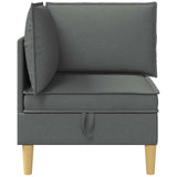 Corner Sofa with Storage Dark Grey Fabric - 45-Degree Angle
