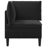 Sofa with Storage Black Velvet - 45-Degree Angle