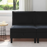 Middle Sofa with Storage Black Velvet