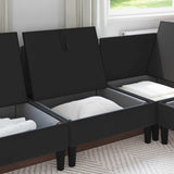 Middle Sofa with Storage Black Velvet - Side View