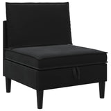 Middle Sofa with Storage Black Velvet