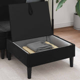Sofa Stool with Storage Black Velvet - Side View