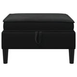 Sofa Stool with Storage Black Velvet - Top-Down View
