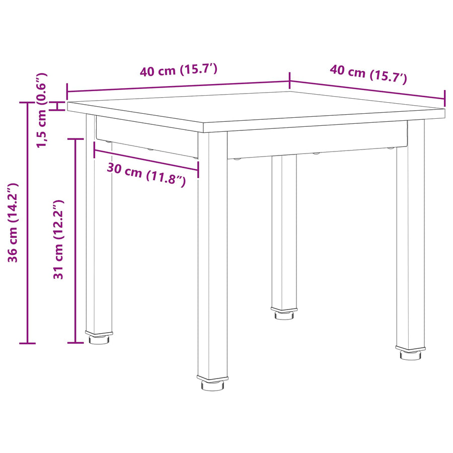 Coffee Table Natural 40 x 40 x 36 cm Solid Pine Wood