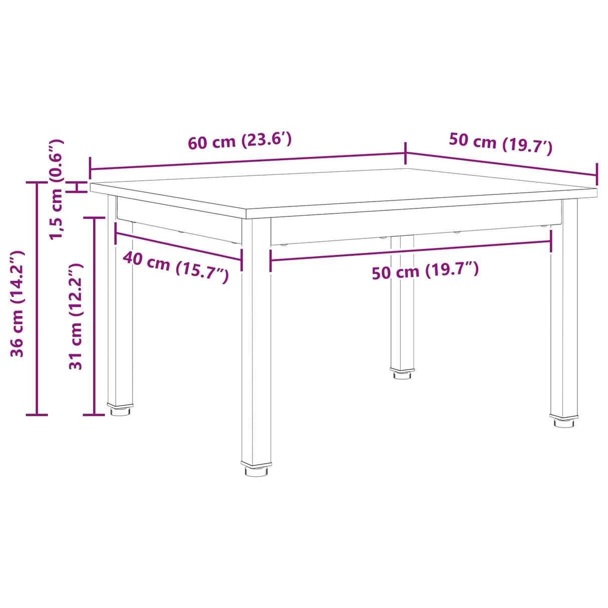 Coffee Table Natural 60 x 50 x 36 cm Solid Pine Wood