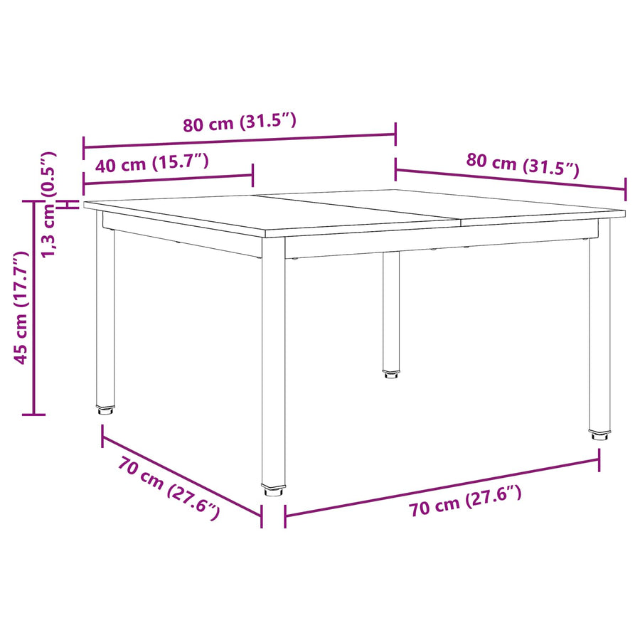 Coffee Table Natural 80 x 80 x 45 cm Solid Pine Wood