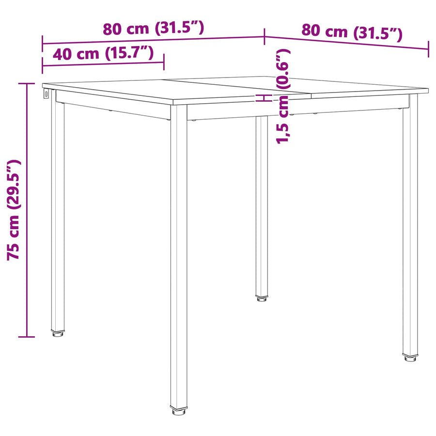 Dining Table Natural 80 x 80 x 75 cm Solid Pine Wood