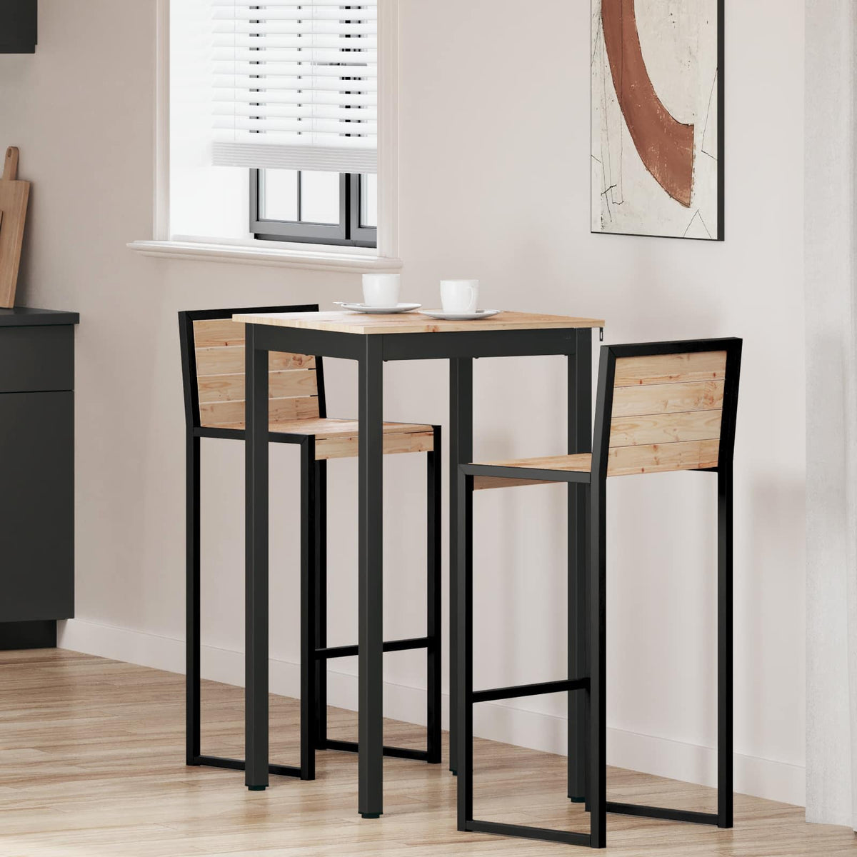 Bar Table 60 x 60 x 105 cm Solid Pine Wood Natural Square