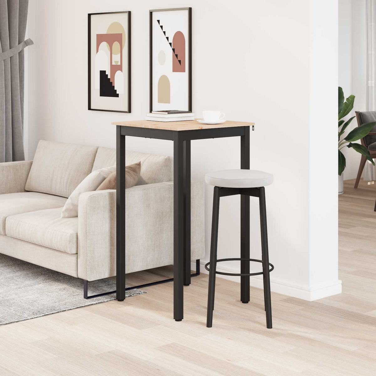 Bar Table 60 x 60 x 105 cm Solid Pine Wood Natural Square