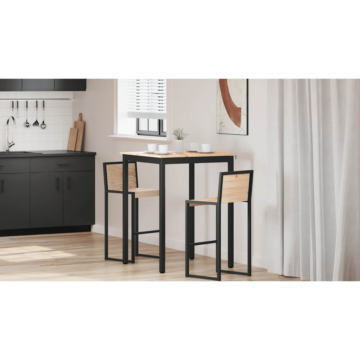 Bar Table Natural 80 x 80 x 105 cm Solid Pine Wood