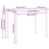 Bar Table Natural 140 x 80 x 105 cm Solid Pine Wood - Low Angle