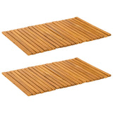 Bath Mat Brown 60 x 40 cm Solid Acacia Wood - Front View