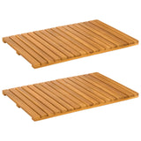 Bath Mat Plain Brown 60 x 40 cm Solid Acacia Wood - Front View