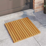 Bath Mat Plain Brown 50 x 50 cm Solid Acacia Wood - Side View