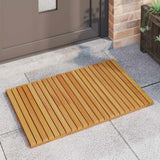 Bath Mat Plain Brown 80 x 50 cm Solid Acacia Wood - Side View