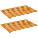 Bath Mat Plain Brown 56 x 37 x 2.5 cm Solid Acacia Wood - Front View
