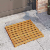 Bath Mat Plain Brown 50 x 48 x 2.5 cm Solid Acacia Wood - Side View