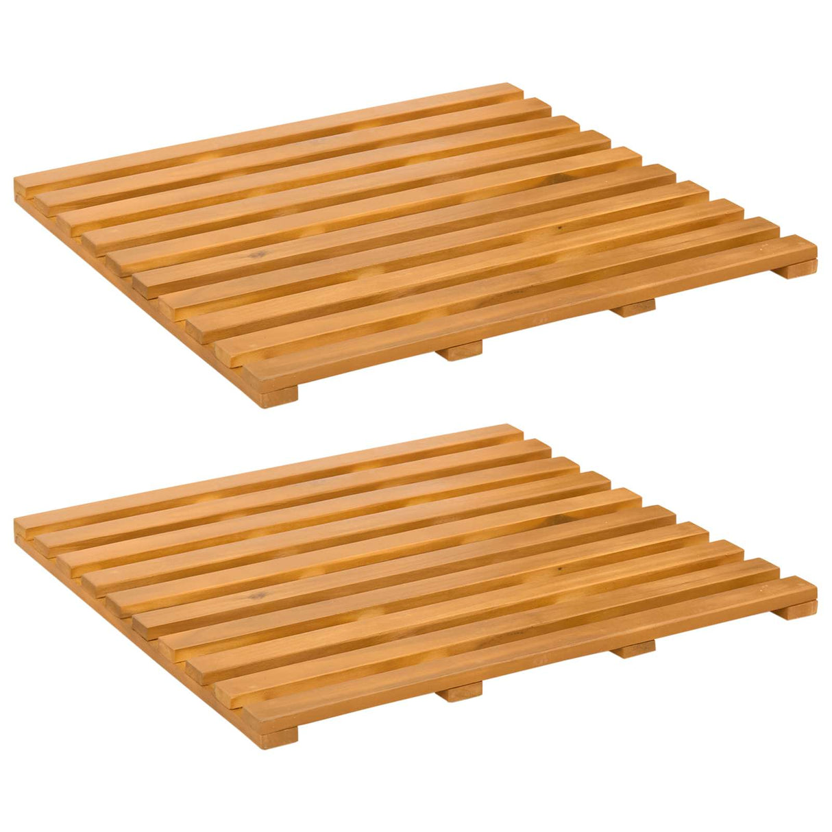 Bath Mat Plain Brown 50 x 48 x 2.5 cm Solid Acacia Wood