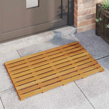 Bath Mat Plain Brown 80 x 48 x 2.5 cm Solid Acacia Wood - Side View