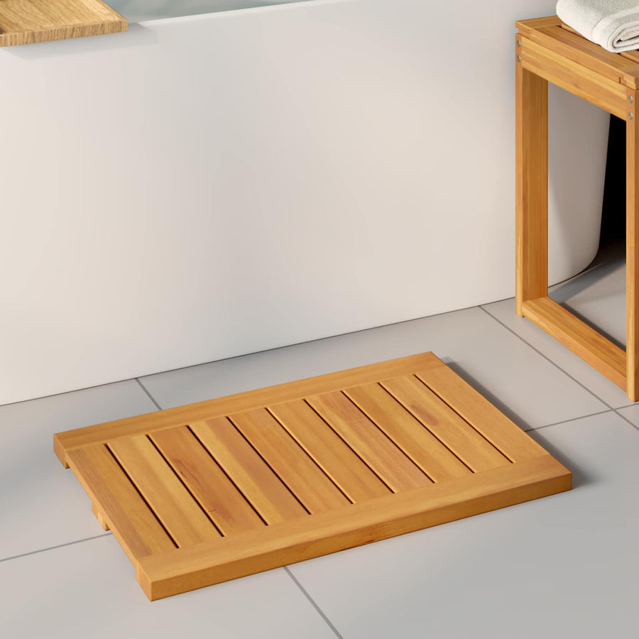 Bath Mat 2 pcs Natural 60 x 40 cm Solid Acacia Wood