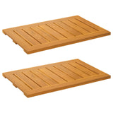 Bath Mat Plain Brown 60 x 40 cm Solid Acacia Wood - Front View