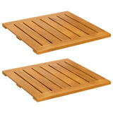 Bath Mat Plain Brown 50 x 50 cm Solid Acacia Wood - Front View