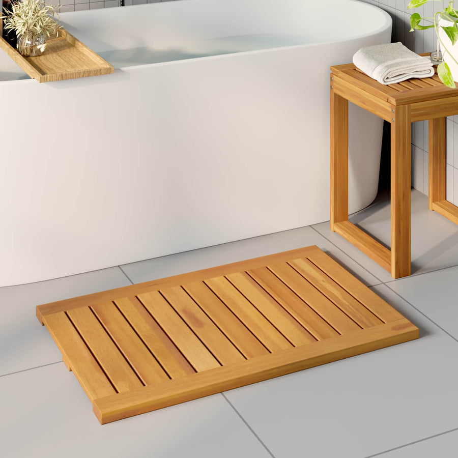 Bath Mat Natural 80 x 50 cm Solid Acacia Wood