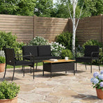 Garden set Black Poly Rattan