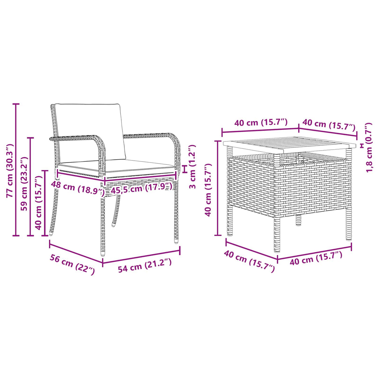 Garden set with Cushion steel