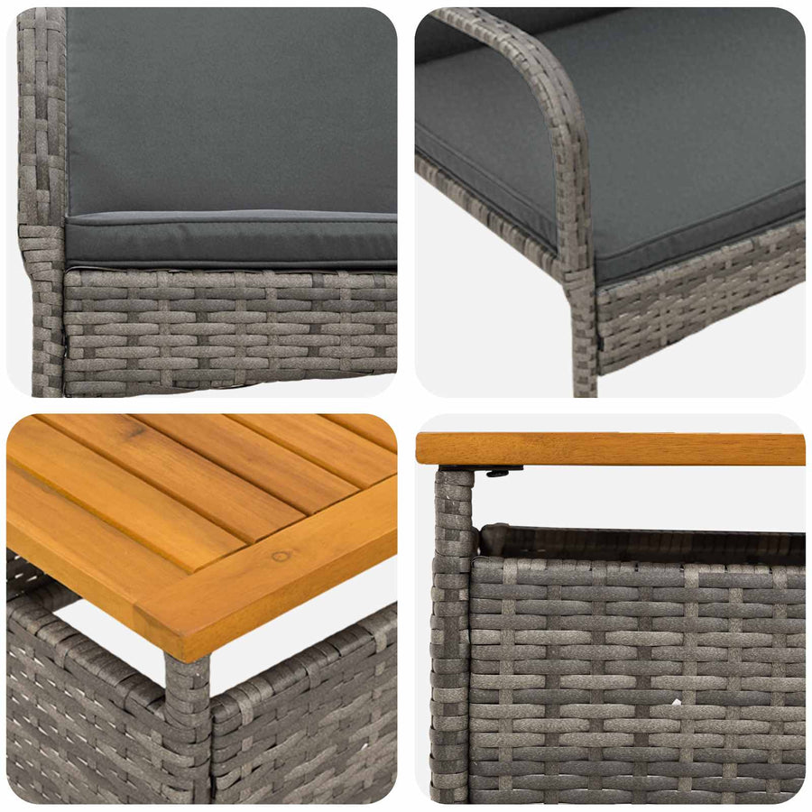 Garden Bistro Set 3 pcs Grey Poly Rattan