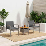 Garden Bistro Set 3 pcs Grey Poly Rattan