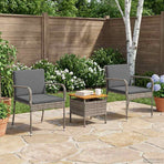 Garden Bistro Set 3 pcs Grey Poly Rattan